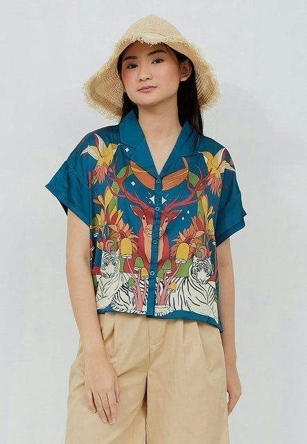 NONA Camila Top Suri Short Sleeve Indigo Blue 1